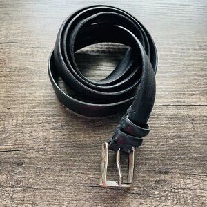 Unbranded Mens Black Hand Laced Brass Buckle Soft Full Grain Leather Belt 46